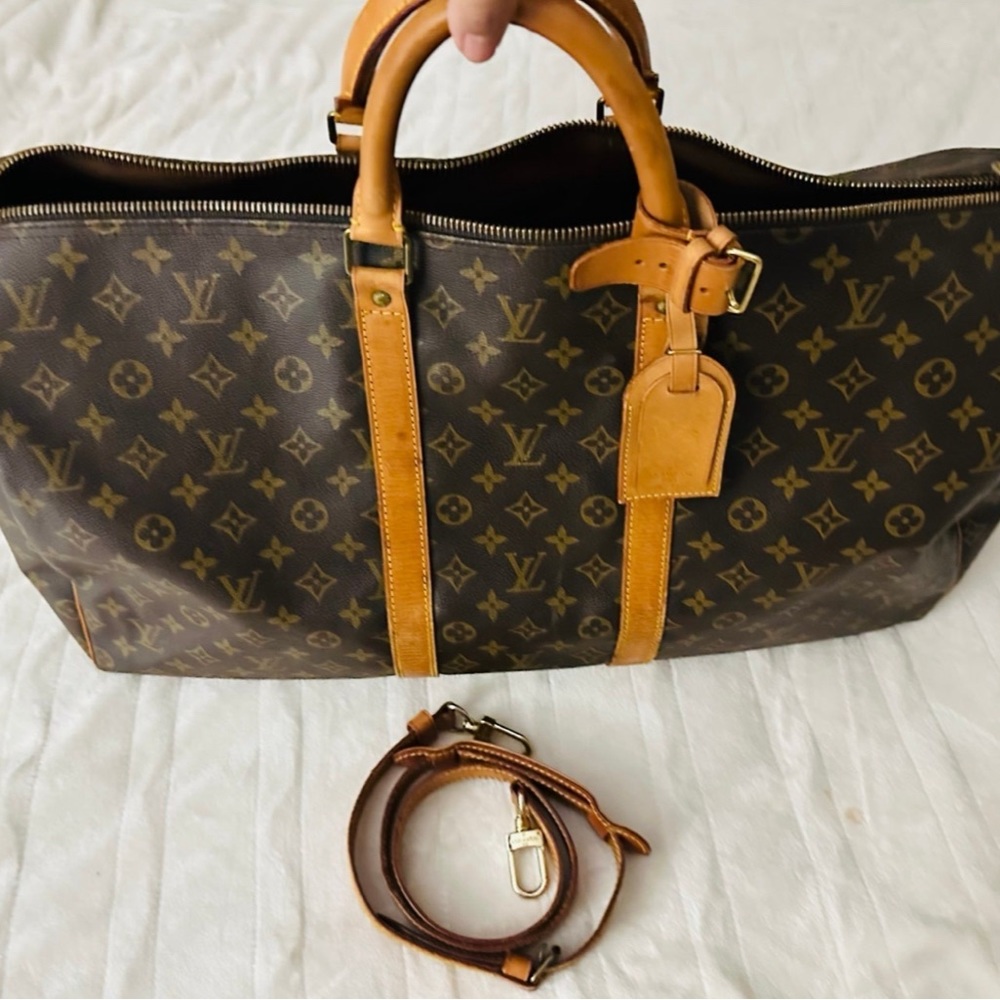 FREE SHIPPING! AUTHENTIC LV Keepall Bag 55 Monogram Bandoliere & LV strap